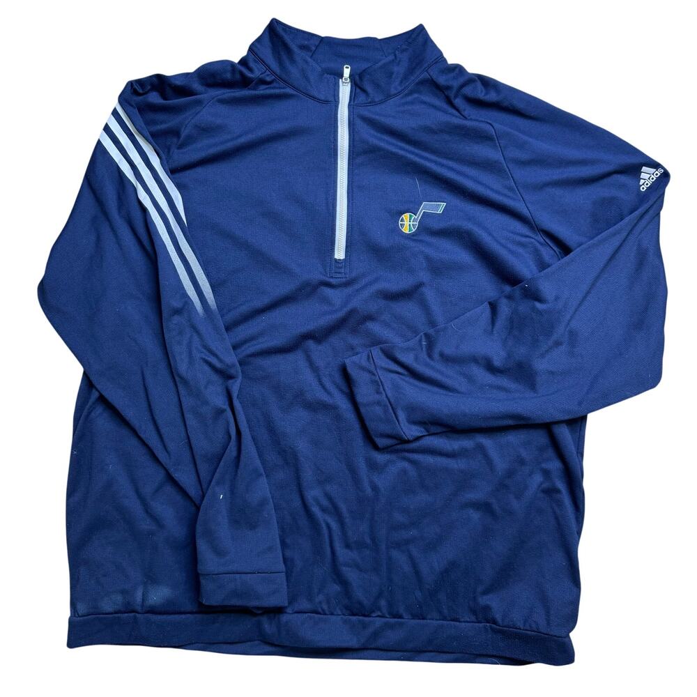 ADIDAS NBA UTAH JAZZ JACKET XL EXTRA LARGE NAVY BLUE BASKETBALL BALL HALF ZIP